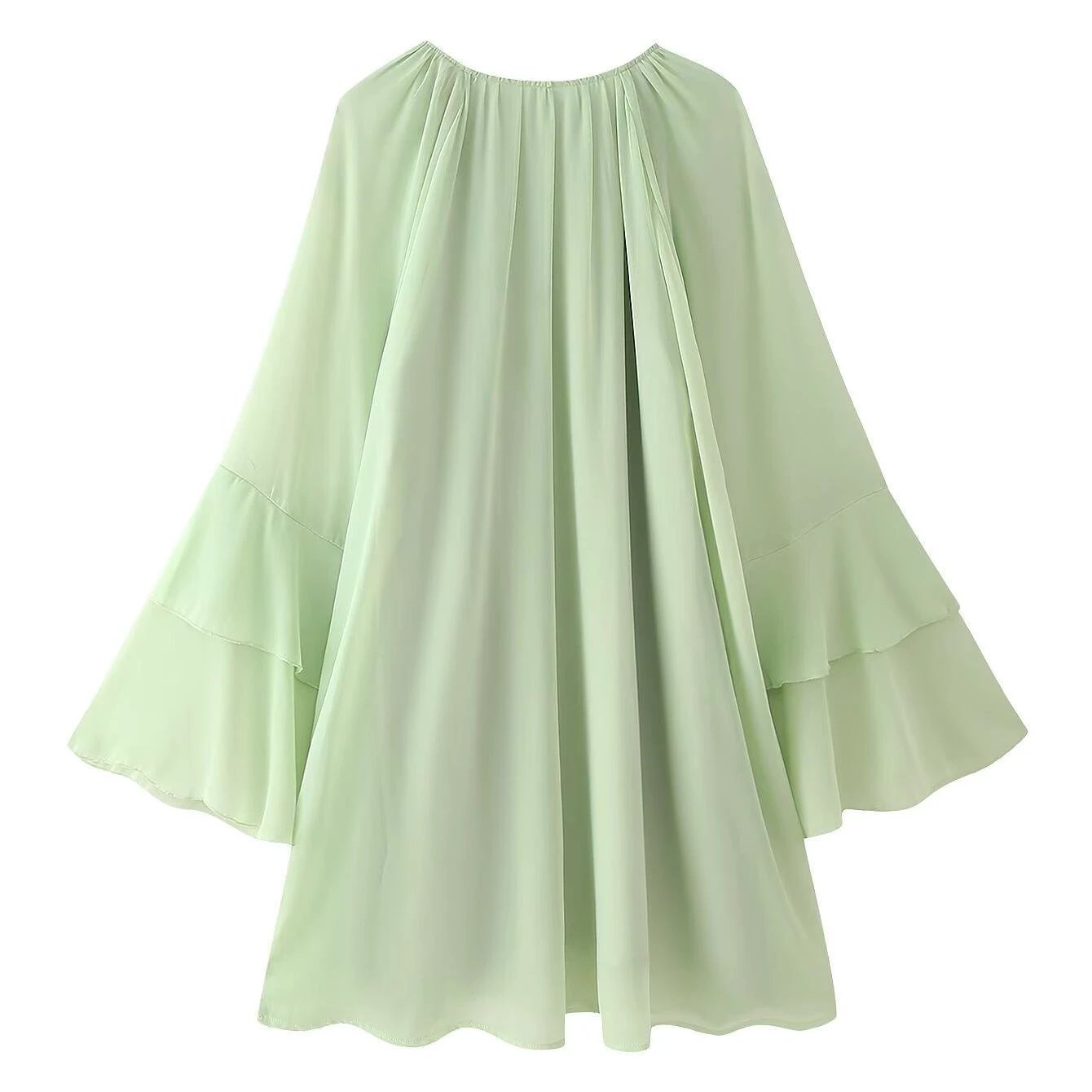 Women's Gentle Chiffon Laminated Ruffled Dress by GJG Denim