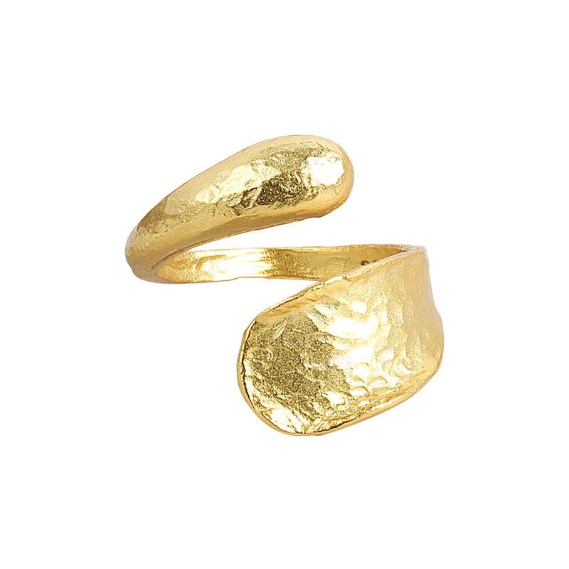 Irregular Concave And Convex Water Drop Gold And Silver Ring by GJG Denim
