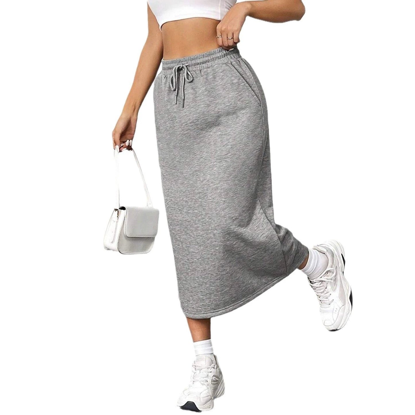 Sports Leisure Commute Loose Elastic Waist Solid Skirt by GJG Denim
