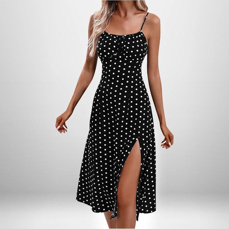 European And American Amazon New Women's Fashion Printed Self-tie Slit Sling Dress by GJG Denim