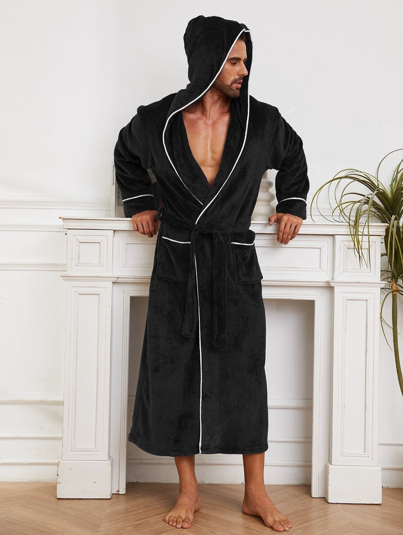Fashion Men's Flannel Bathrobe Pajamas Women by GJG Denim
