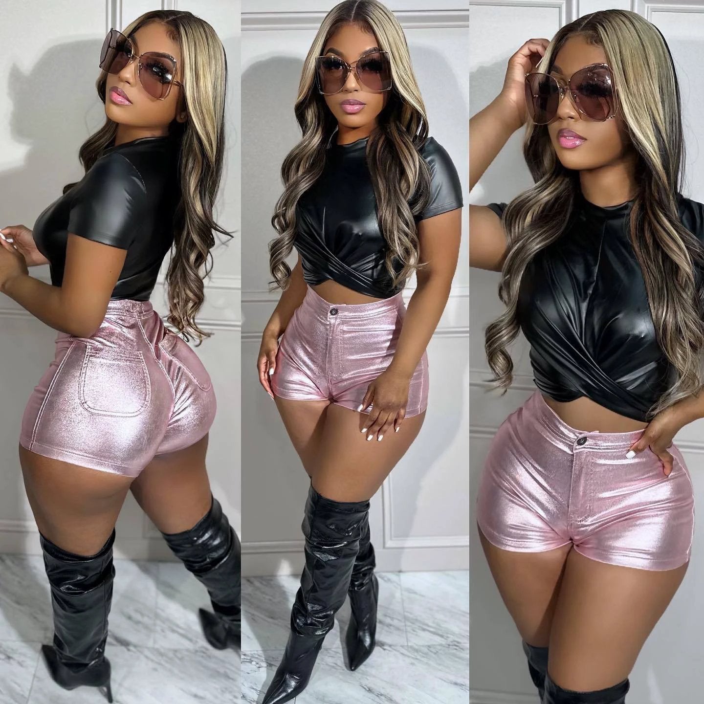 New Women's Metallic Candy-colored Shorts by GJG Denim