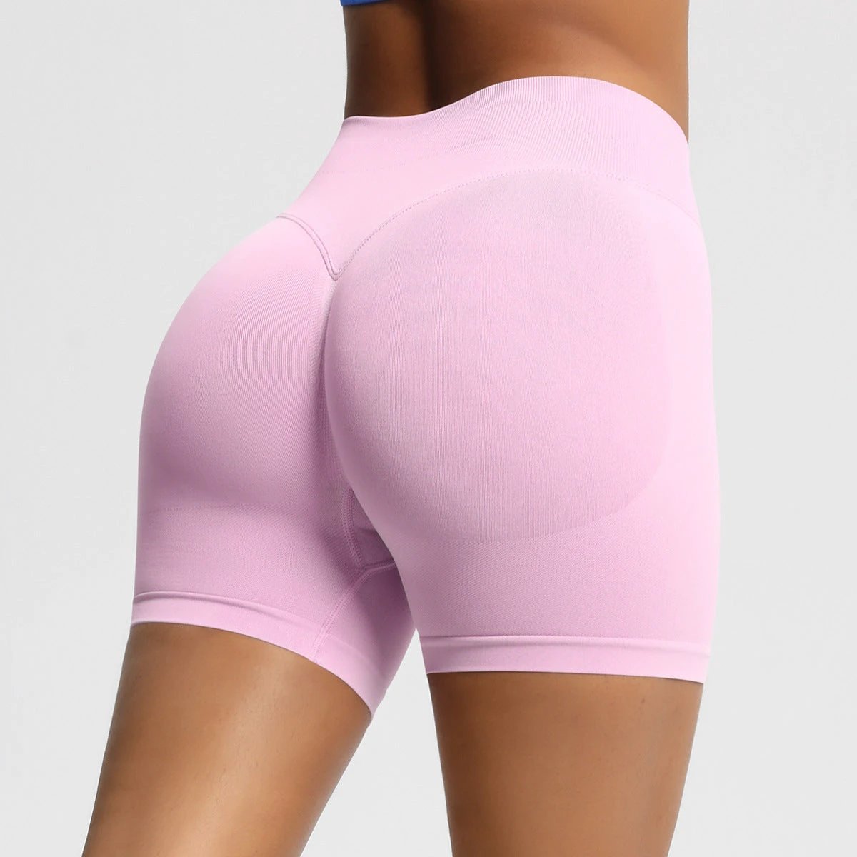 Seamless Three-section Waist Fitness Shorts Women's High Top Sports Yoga Shorts by GJG Denim