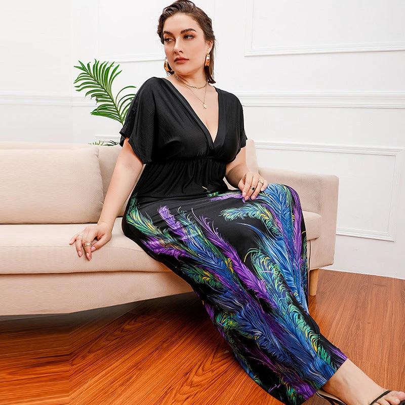 Plus Size Bohemian Girls Extra Long Extra Large Ice Silk Dress Holiday Beach Dress Midi Dress by Lady Ros