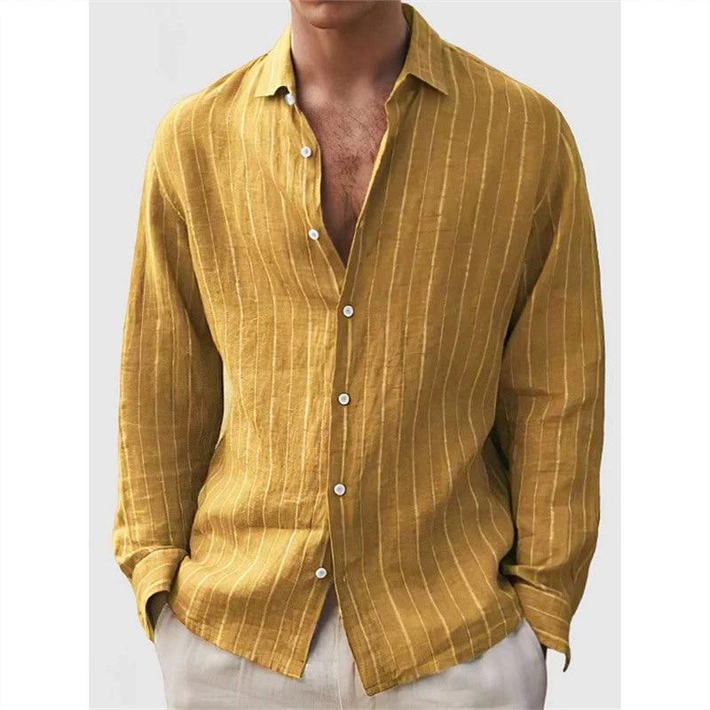 Long Sleeve Men's Shirt Striped Print by GJG Denim