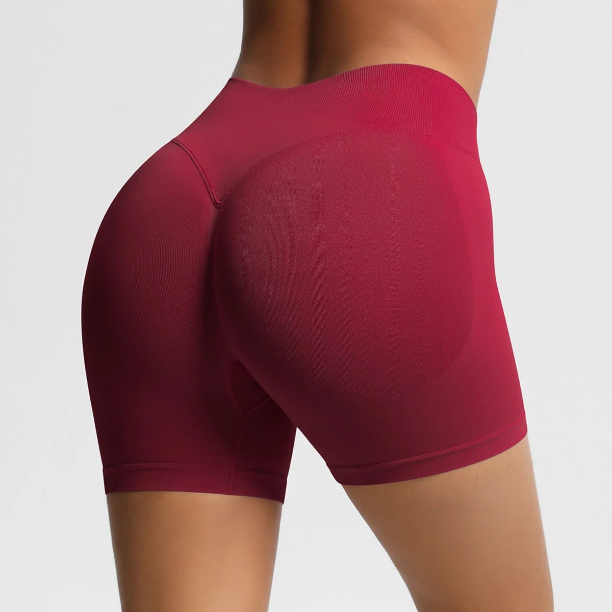 Seamless Three-section Waist Fitness Shorts Women's High Top Sports Yoga Shorts by GJG Denim