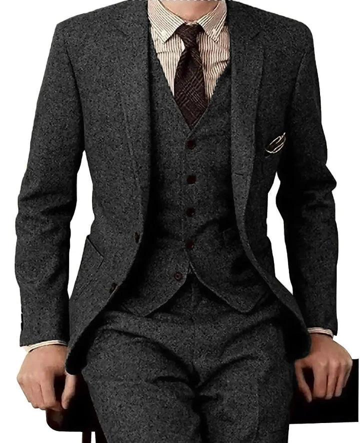 Men's Three-piece Wool Suit by GJG Denim