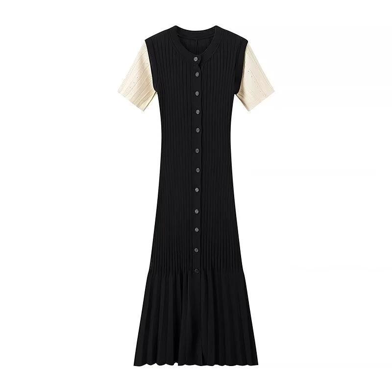 Women's Clothing Fashionable Knitted Single Row Dress by GJG Denim