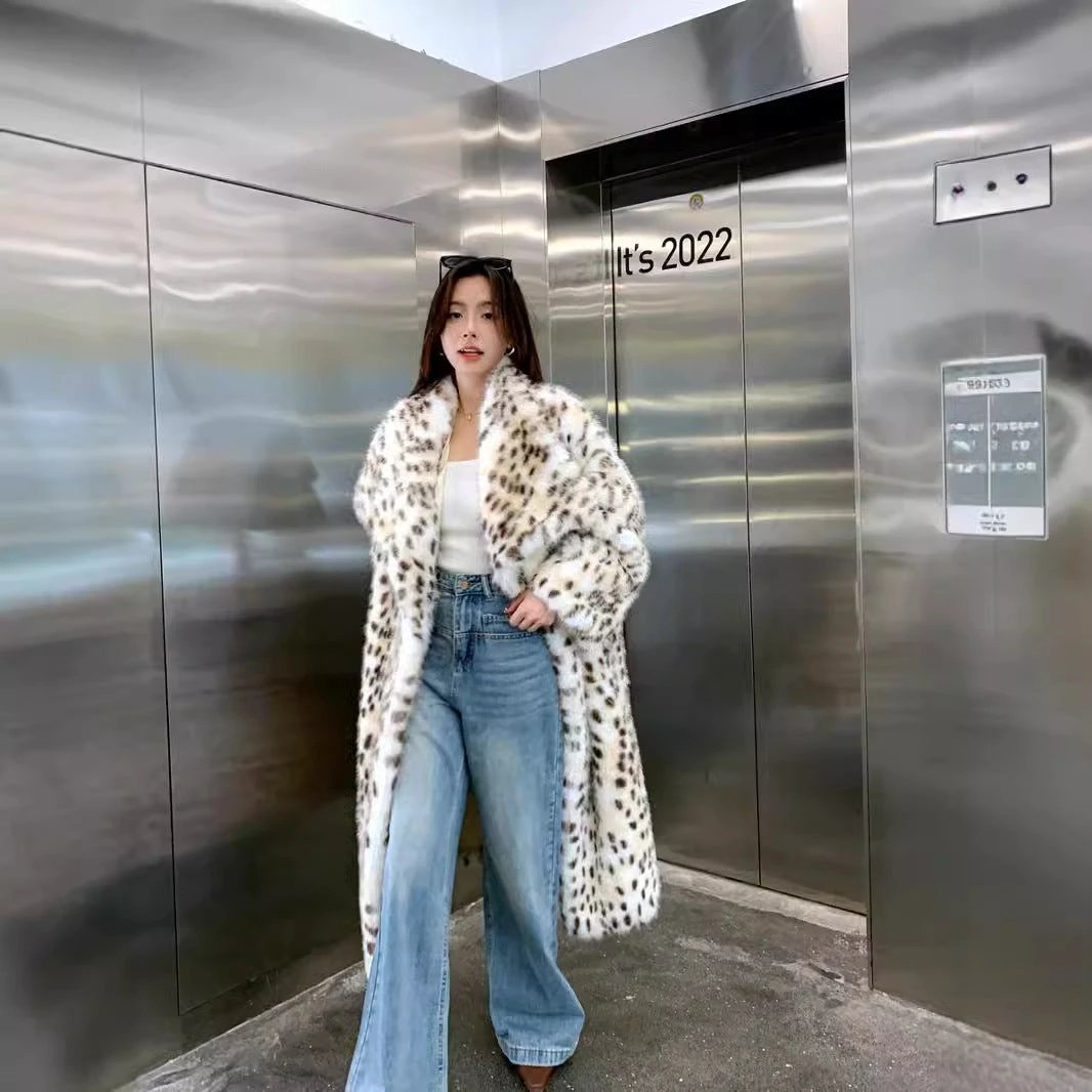 Korean Weaving Lapel Ruffled Fur Trench Coat by GJG Denim