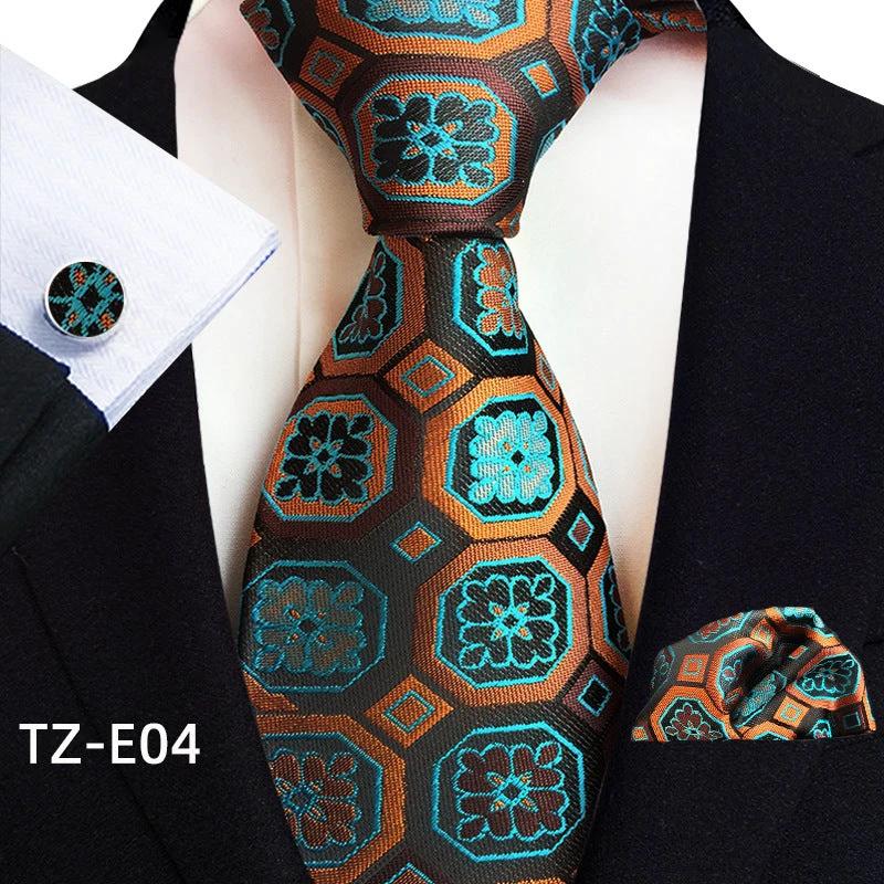 Men's Paisley Tie Square Scarf Pocket Square Cufflinks Three-piece Set by GJG Denim