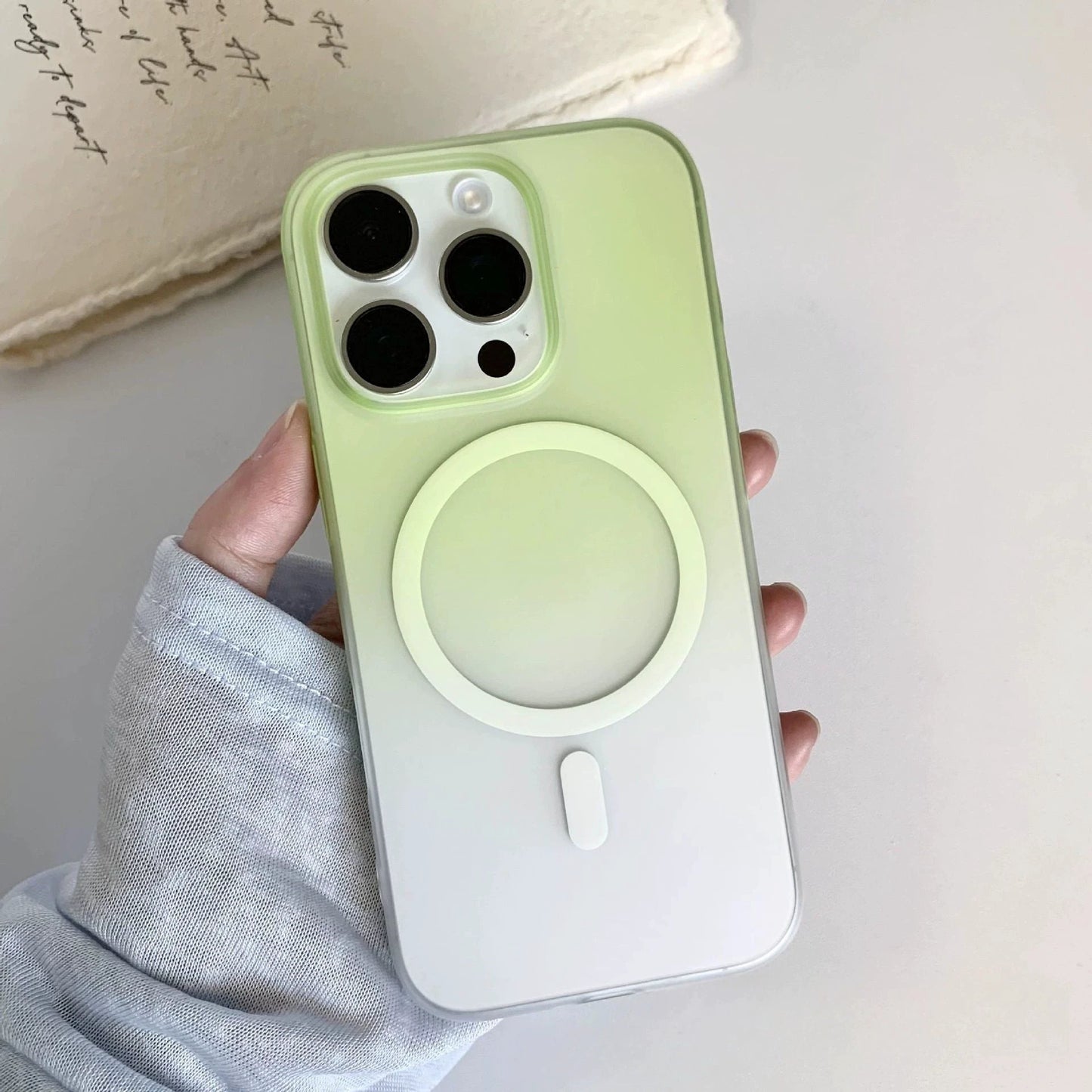 Gradient Frosted Ice Mist Magnetic Suction Phone Case Ultra-thin PC Drop-resistant Sheath by GJG Denim