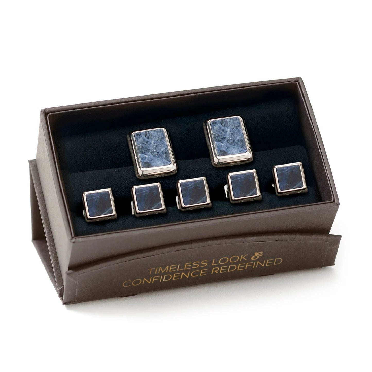 Silver and Sodalite JFK Presidential 5-Stud Set by Cufflinks.com