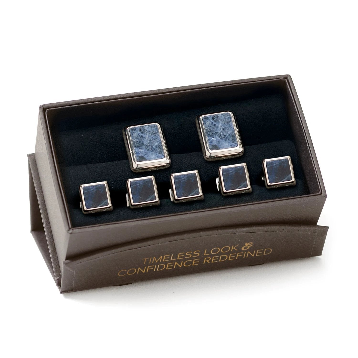 Silver and Sodalite JFK Presidential 5-Stud Set by Cufflinks.com