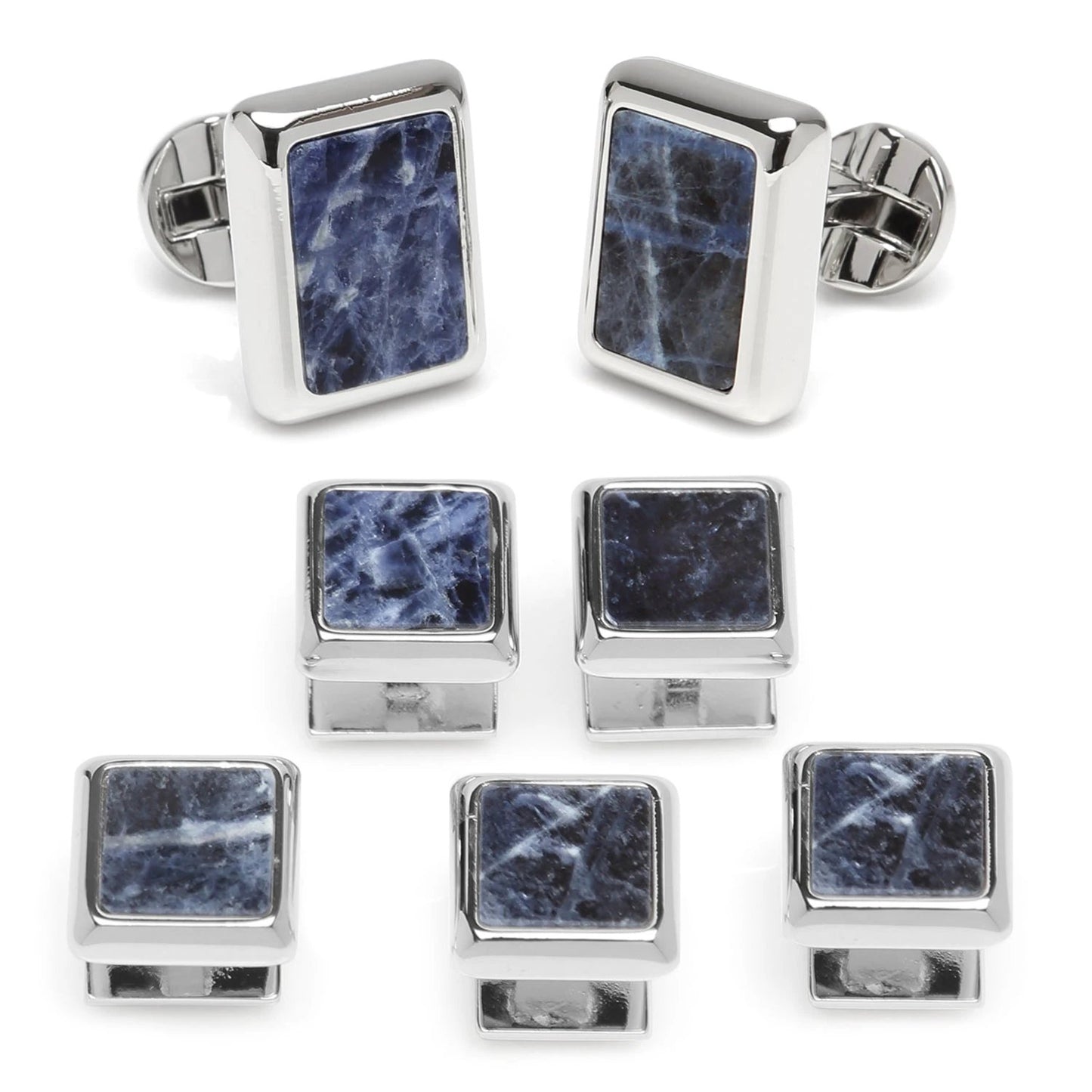 Silver and Sodalite JFK Presidential 5-Stud Set by Cufflinks.com