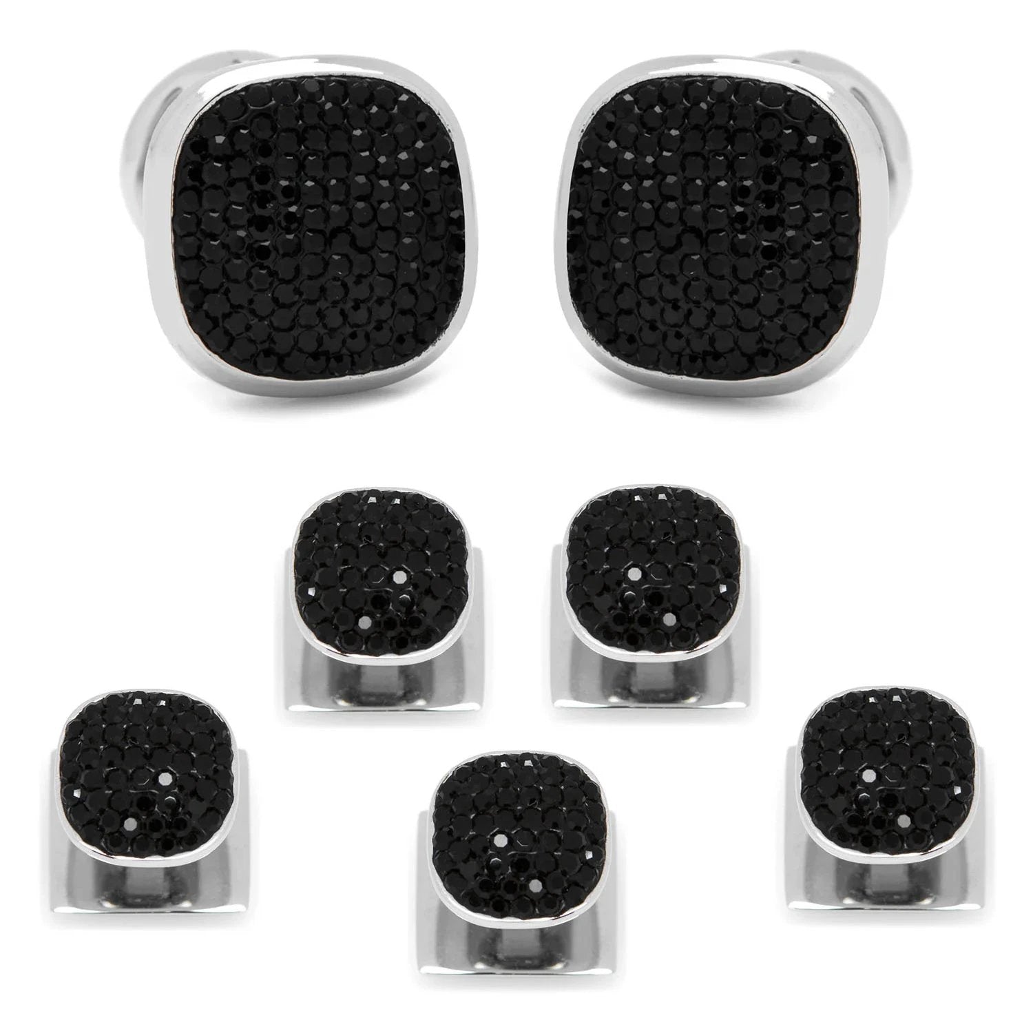 Stainless Steel Black Pave Crystal 5-Stud Set by Cufflinks.com