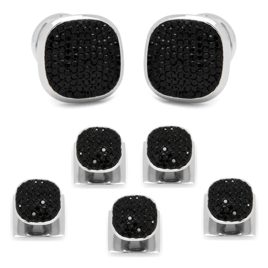 Stainless Steel Black Pave Crystal 5-Stud Set by Cufflinks.com