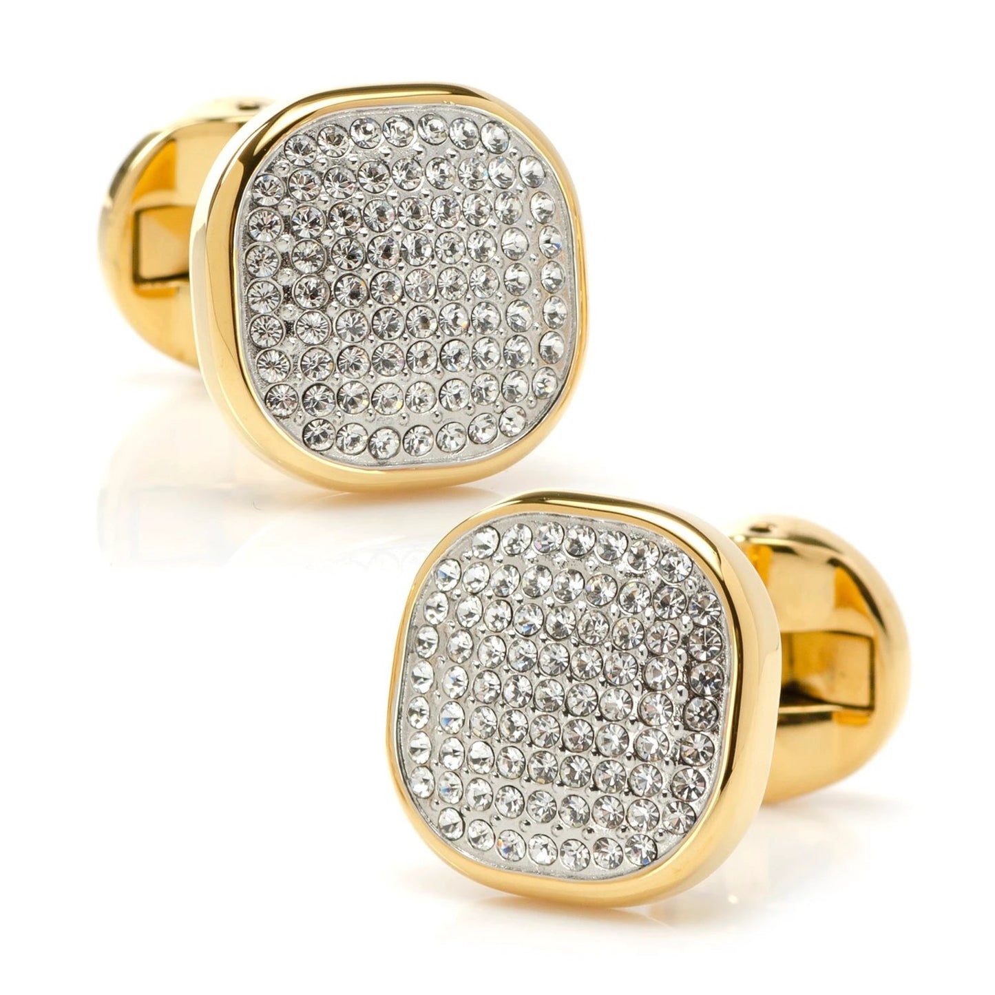 Gold Stainless Steel White Pave Crystal 5-Stud Set by Cufflinks.com