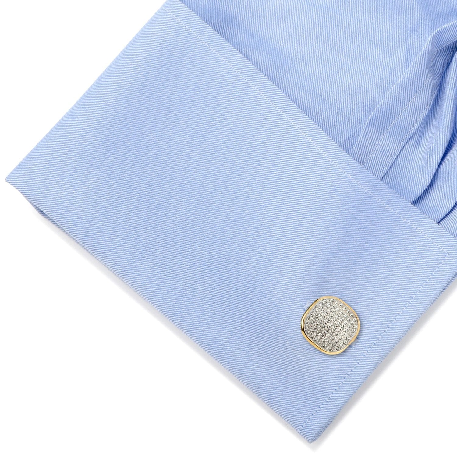 Gold Stainless Steel White Pave Crystal 5-Stud Set by Cufflinks.com