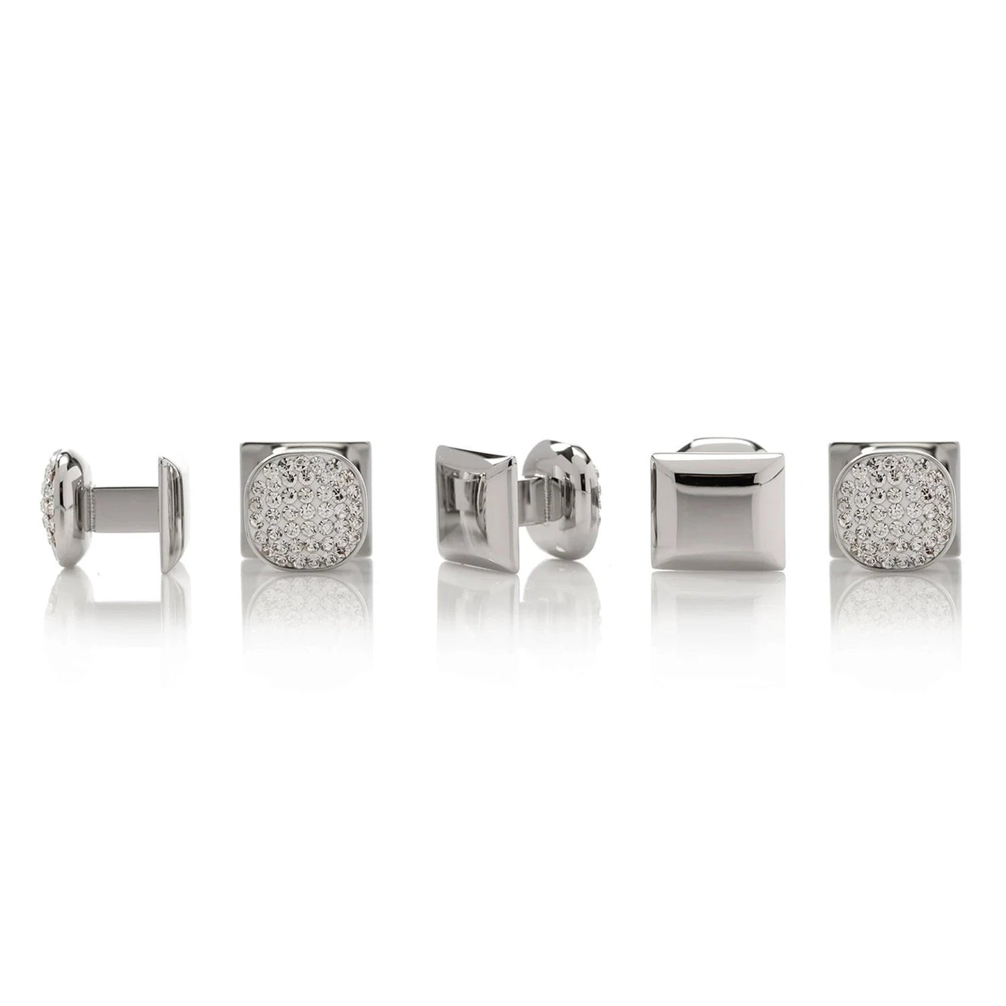 White Pave Crystal 5-Stud Set by Cufflinks.com