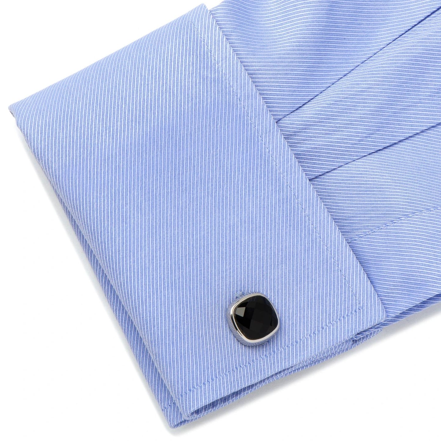 Faceted Onyx Cushion Stainless Steel 5-Stud Set by Cufflinks.com