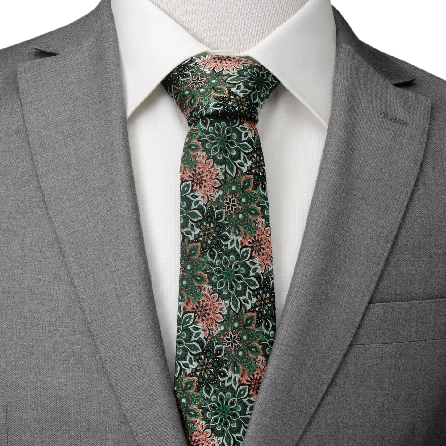 Green Floral Tie and Pocket Square Gift Set by Cufflinks.com