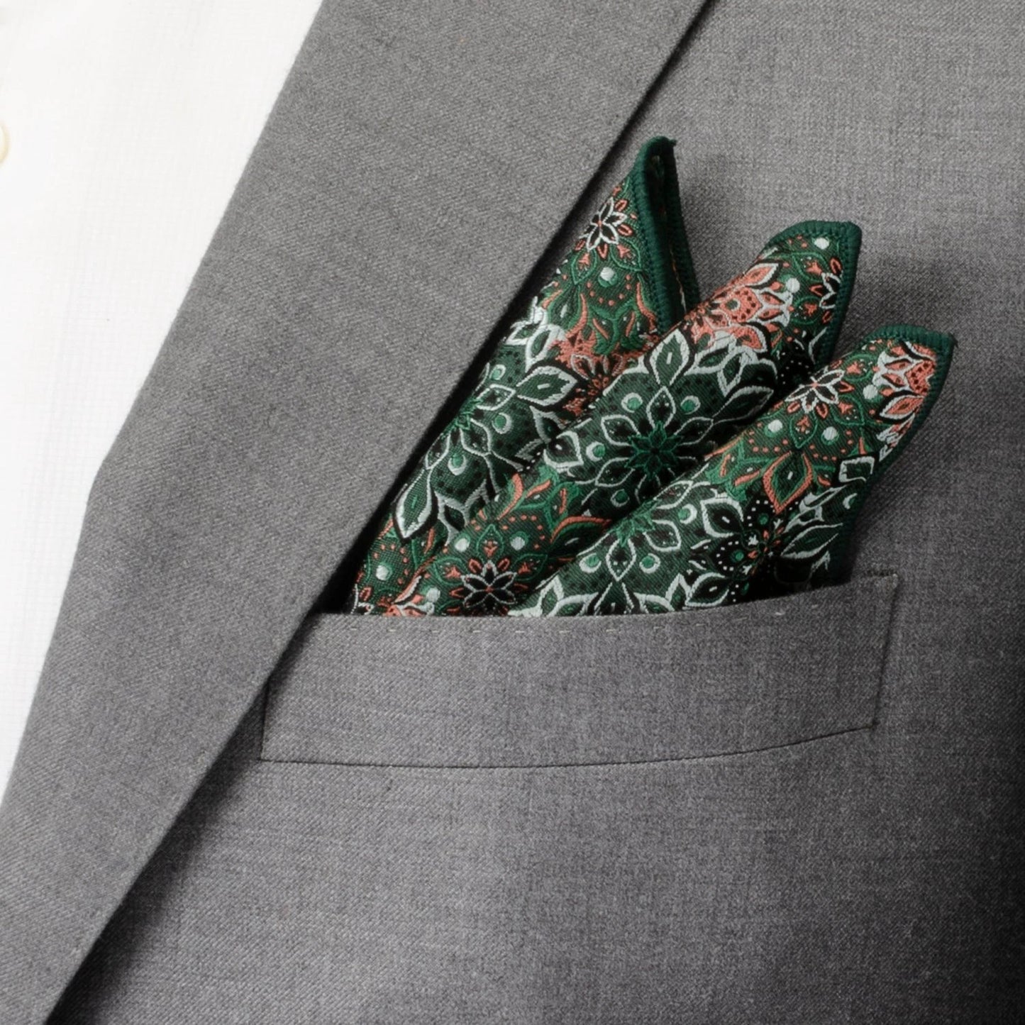 Green Floral Tie and Pocket Square Gift Set by Cufflinks.com