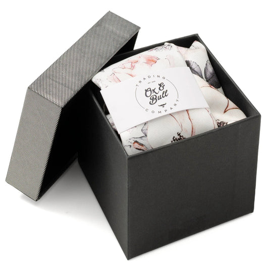 Painted Floral Gray Necktie and Pocket Square Gift Set by Cufflinks.com