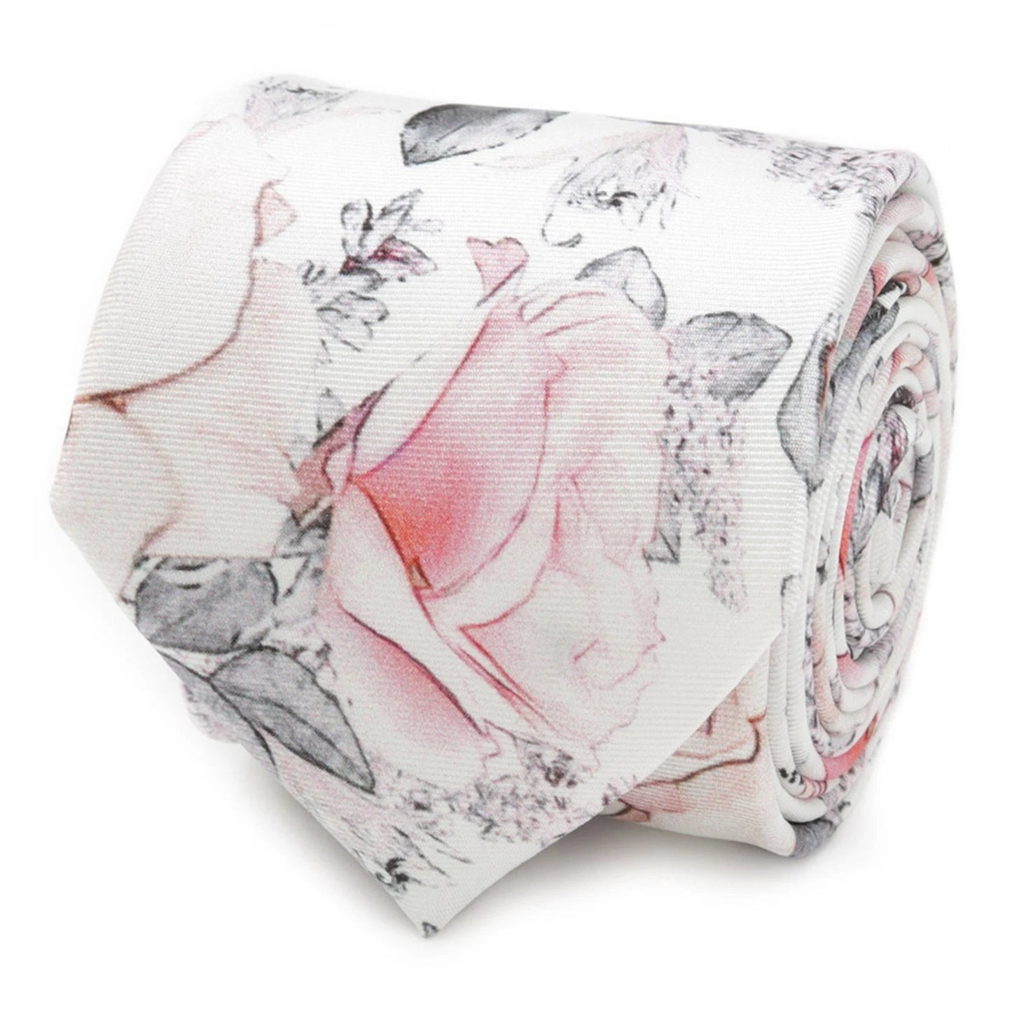 Painted Floral Gray Necktie and Pocket Square Gift Set by Cufflinks.com