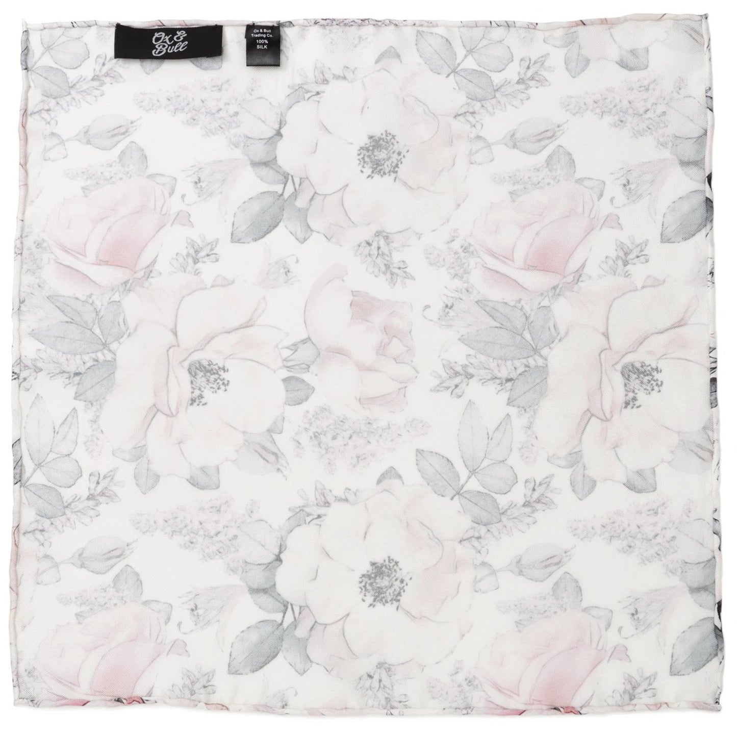 Painted Floral Gray Necktie and Pocket Square Gift Set by Cufflinks.com