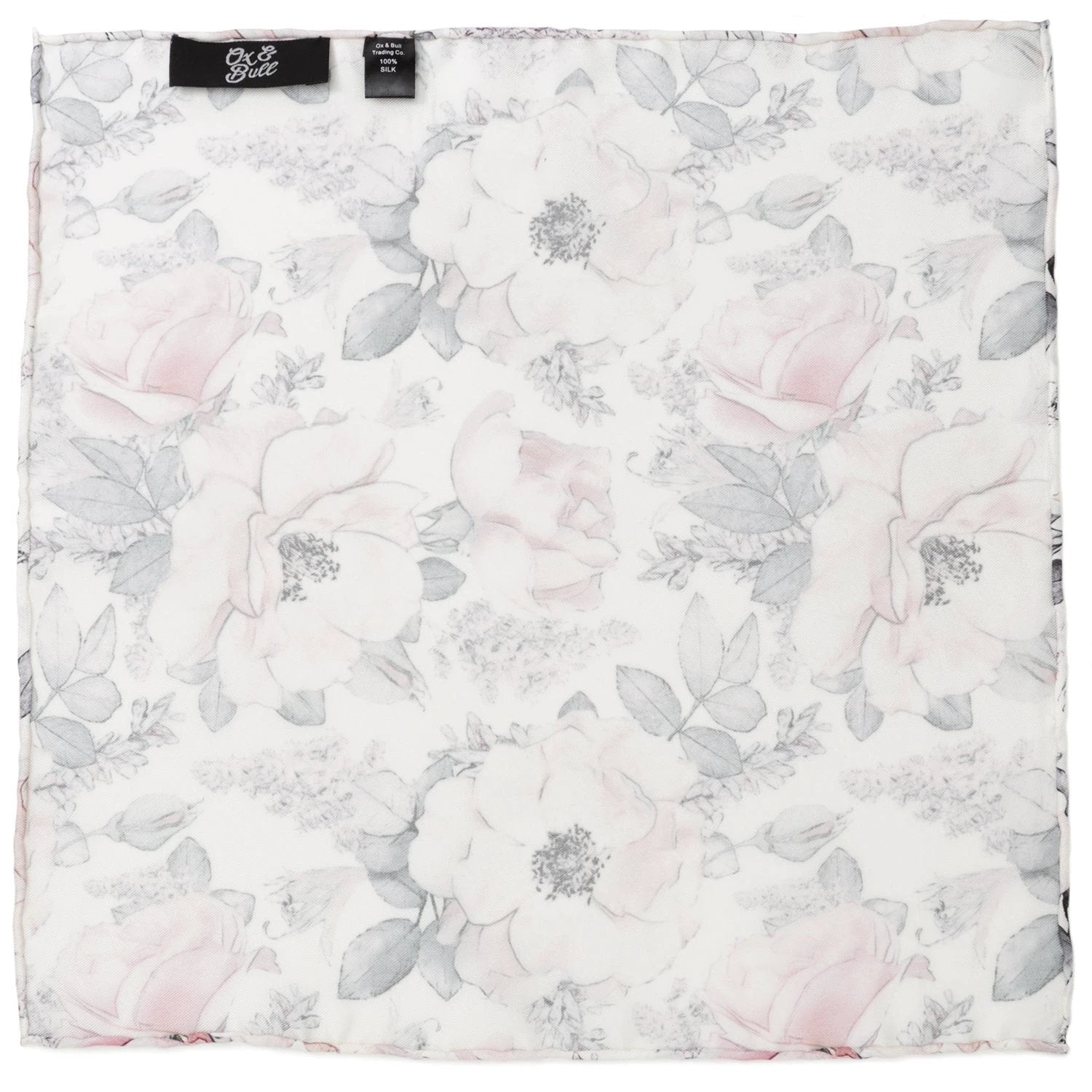 Painted Floral Gray Necktie and Pocket Square Gift Set by Cufflinks.com