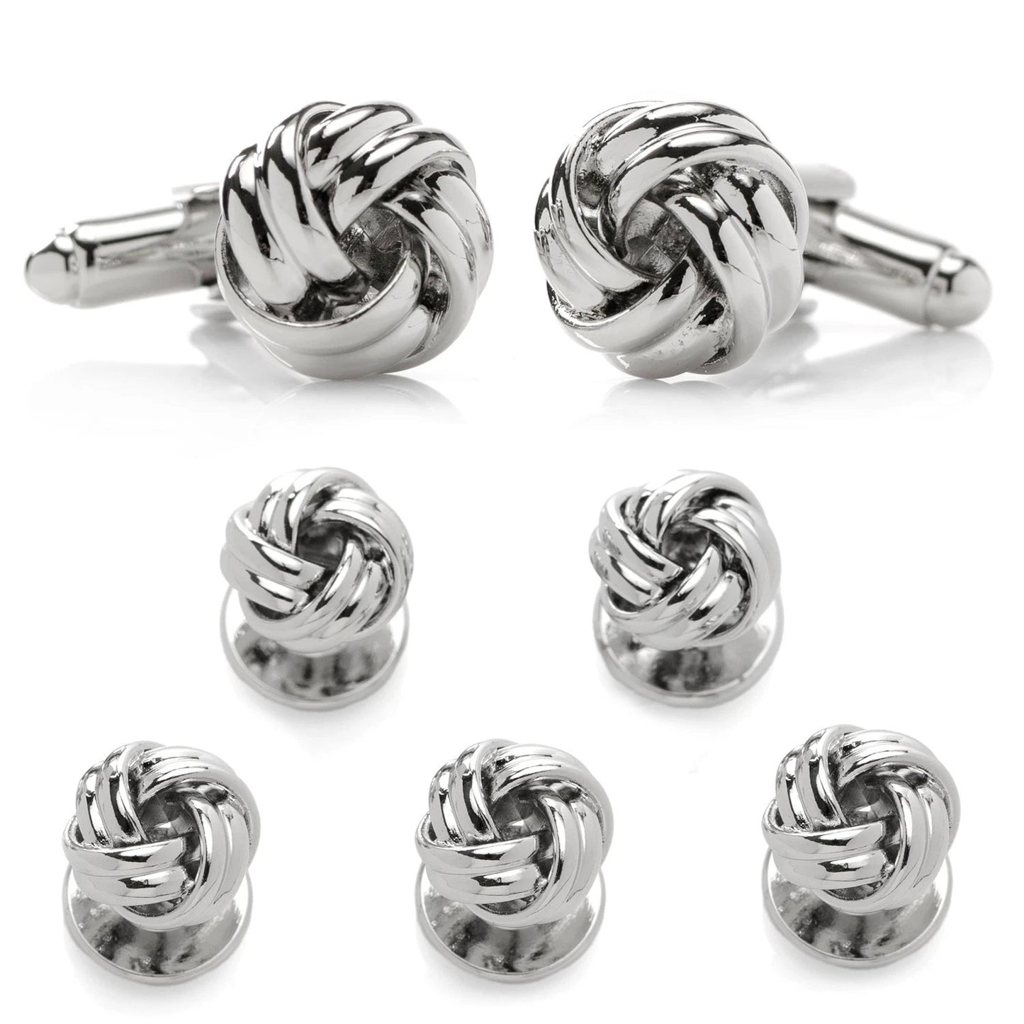 Silver Knot 5-Stud Set by Cufflinks.com