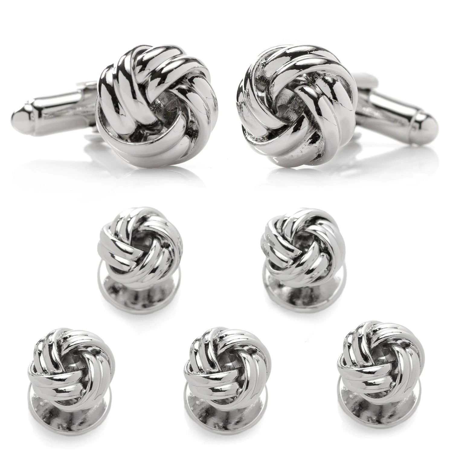 Silver Knot 5-Stud Set by Cufflinks.com