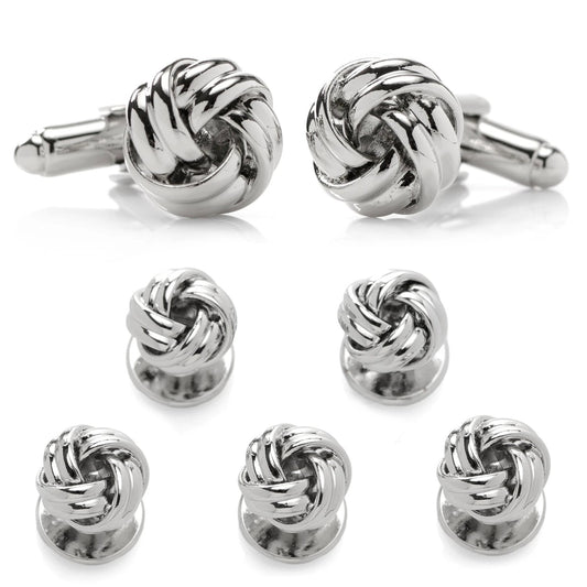 Silver Knot 5-Stud Set by Cufflinks.com