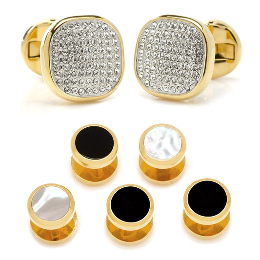 Mixed Gold White Pave Crystal 5-Stud Set by Cufflinks.com