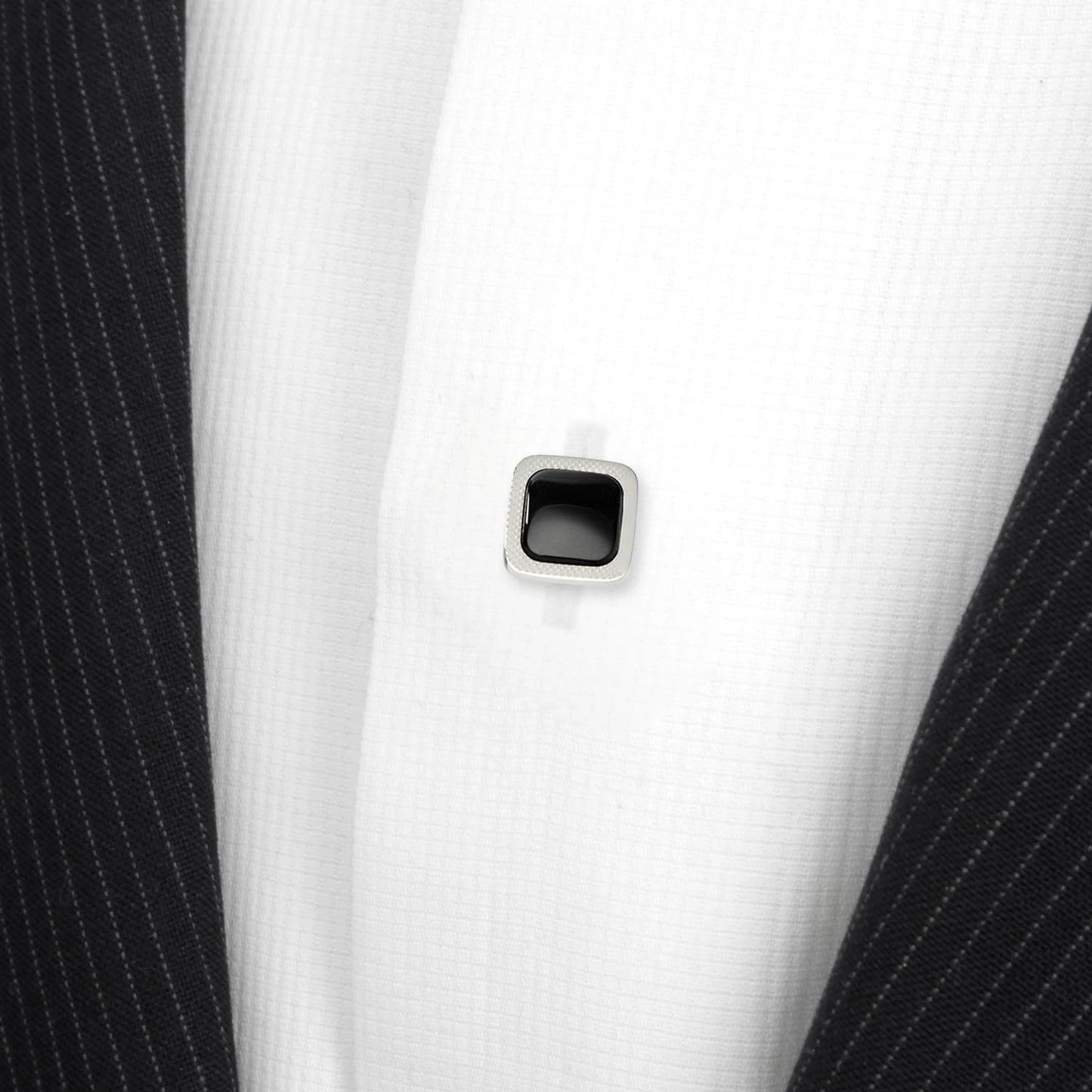Onyx Cushion Stainless Steel 5-Stud Set by Cufflinks.com