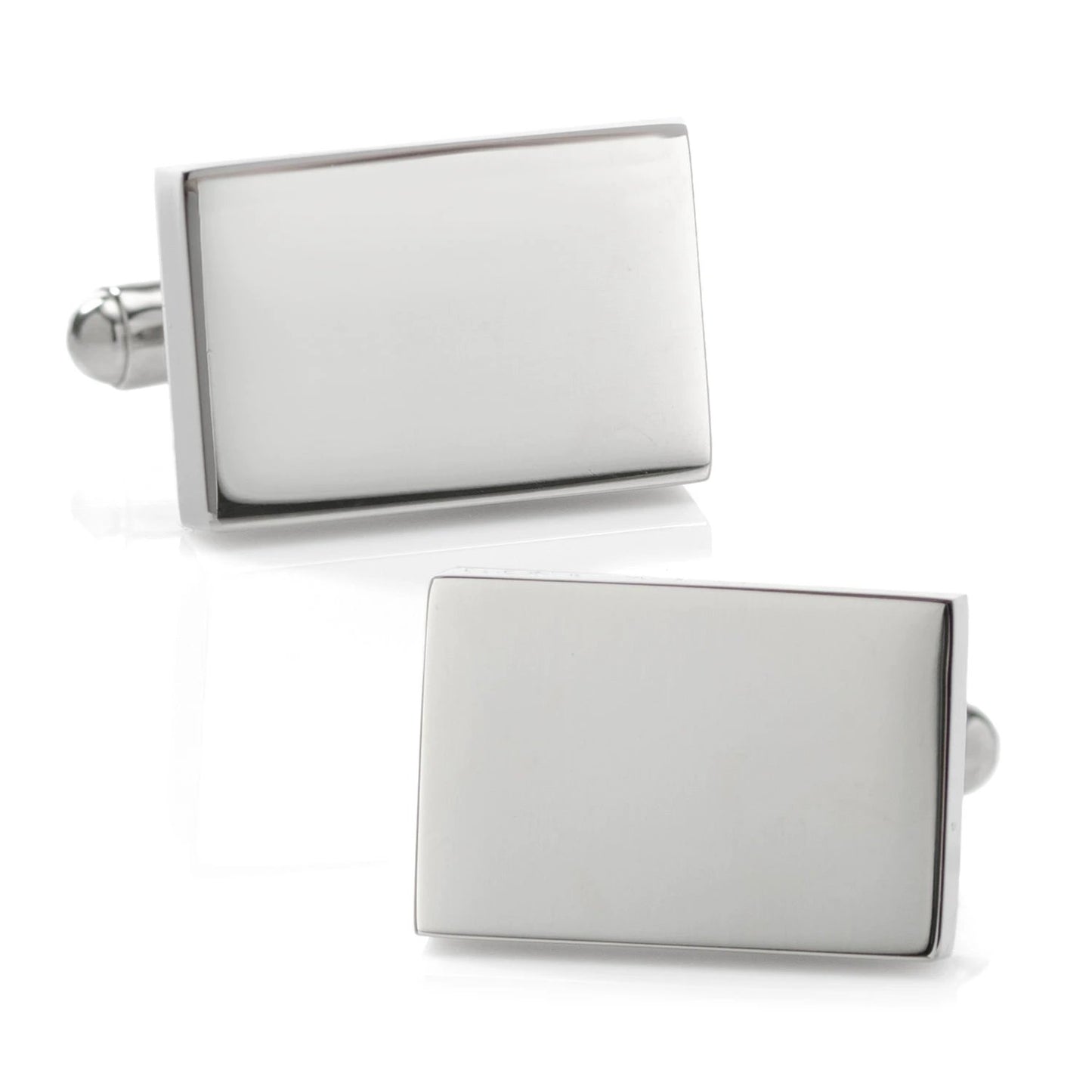 Engravable Rectangle Cufflinks and Tie Bar Gift Set by Cufflinks.com
