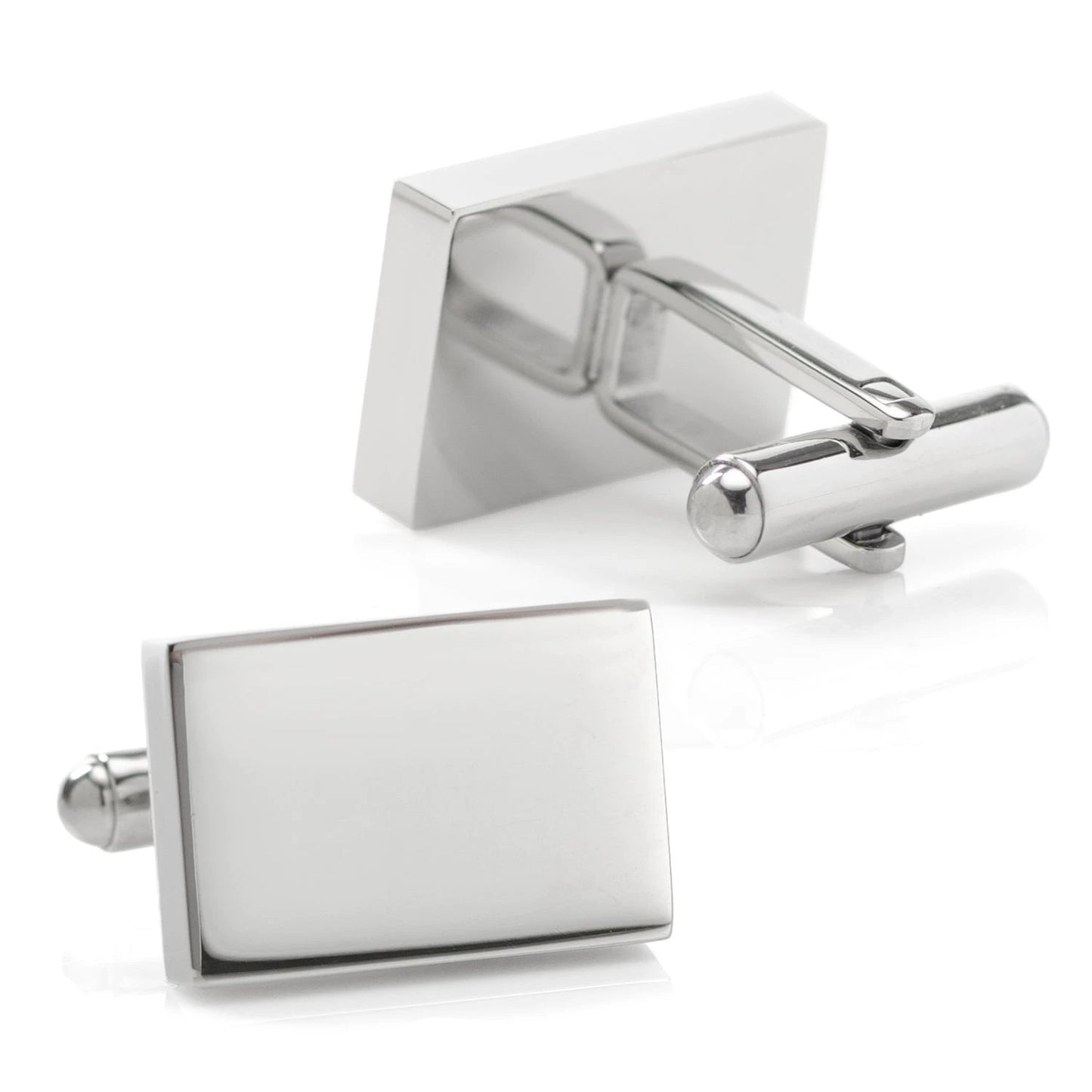 Engravable Rectangle Cufflinks and Tie Bar Gift Set by Cufflinks.com