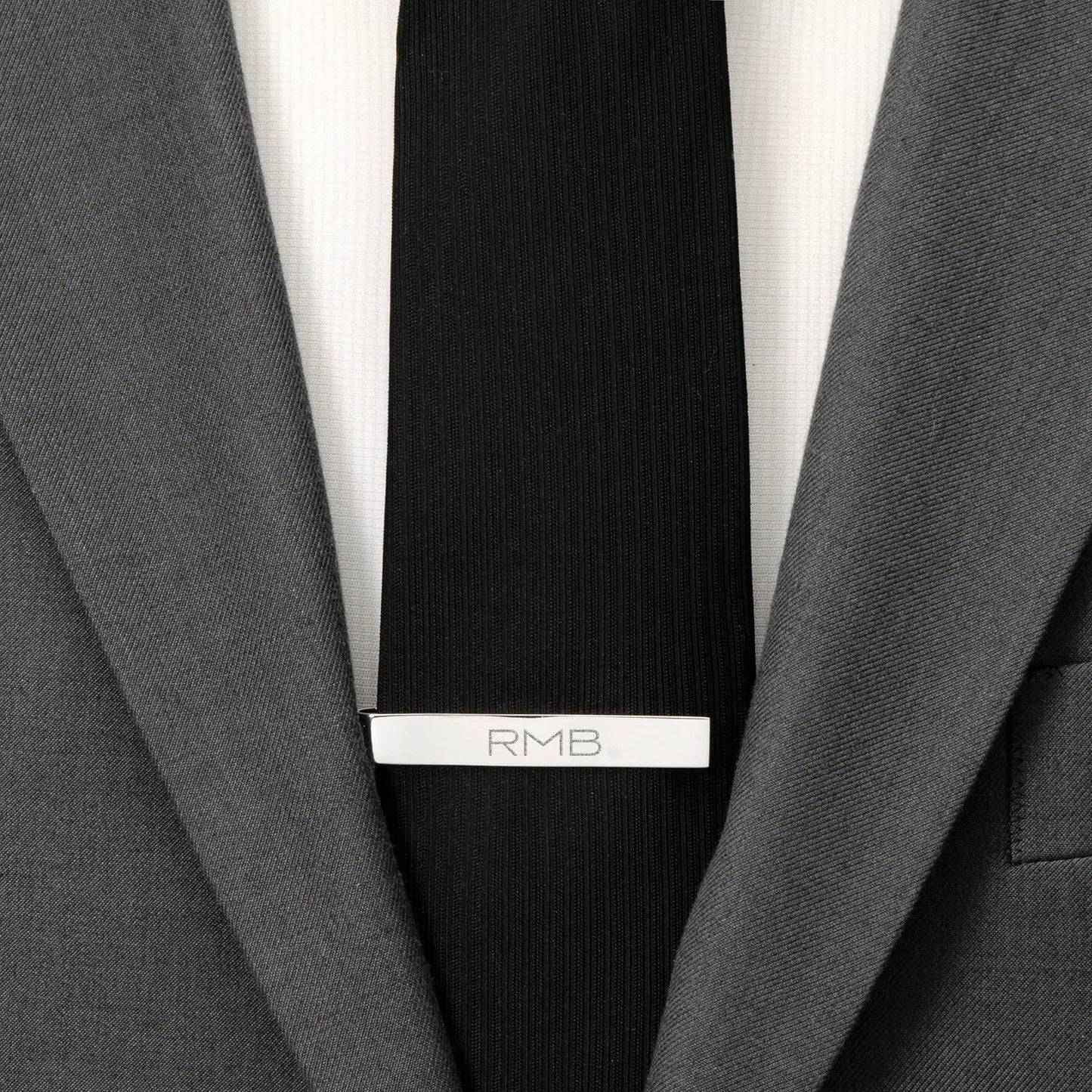 Engravable Rectangle Cufflinks and Tie Bar Gift Set by Cufflinks.com