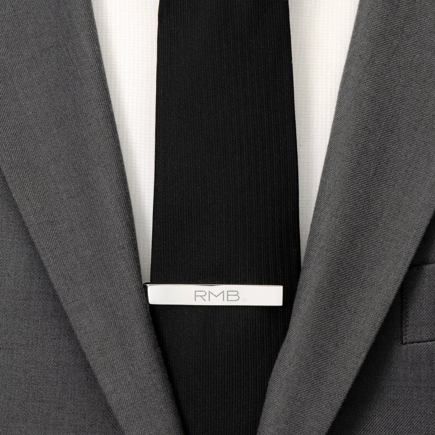 Engravable Rectangle Cufflinks and Tie Bar Gift Set by Cufflinks.com