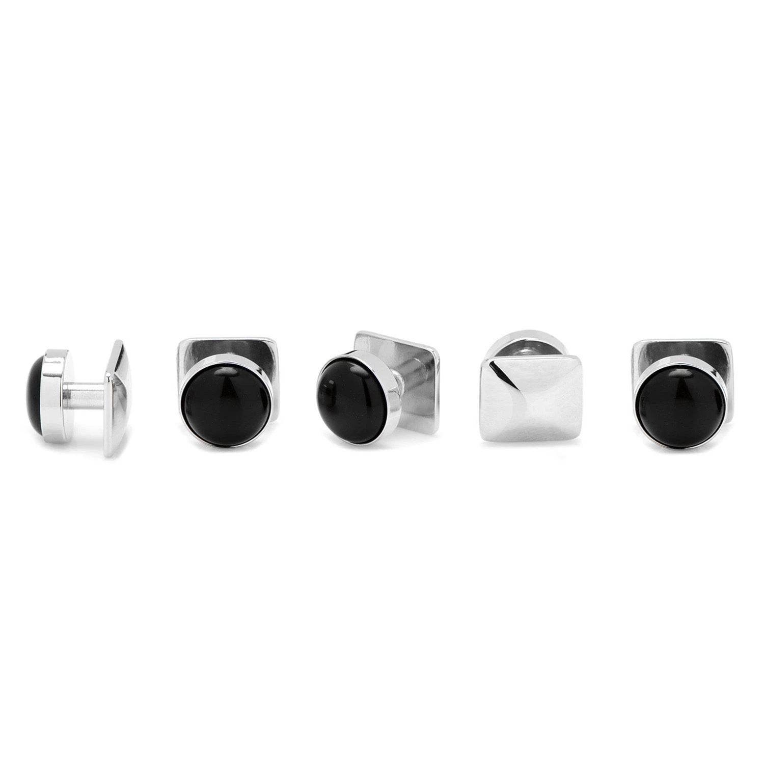 Mixed Pave Crystal and Onyx 5-Stud Set by Cufflinks.com