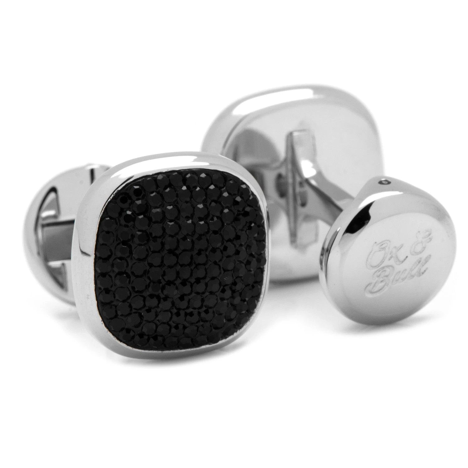Mixed Pave Crystal and Onyx 5-Stud Set by Cufflinks.com