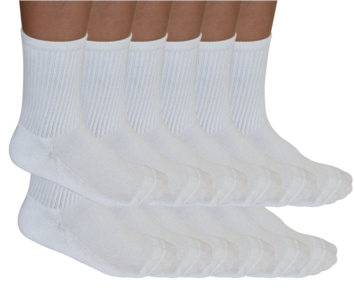 3/4 Crew Athletic Bamboo Viscose Socks Unisex White Color - 12-pack by Spun Bamboo