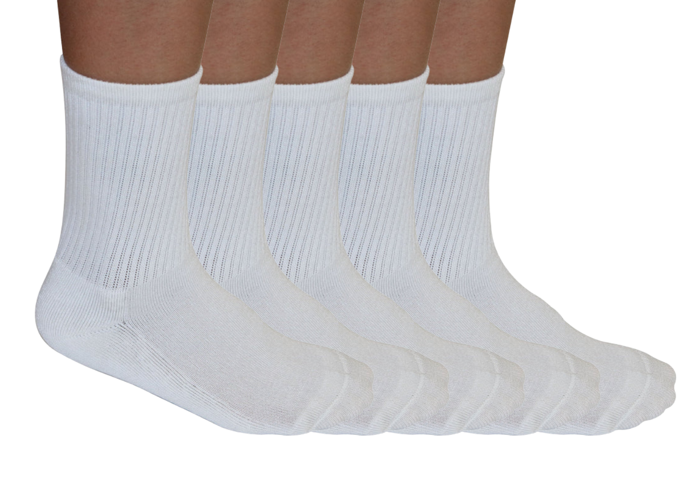 3/4 Crew Athletic Bamboo Viscose Socks Unisex White Color - 5-pack by Spun Bamboo