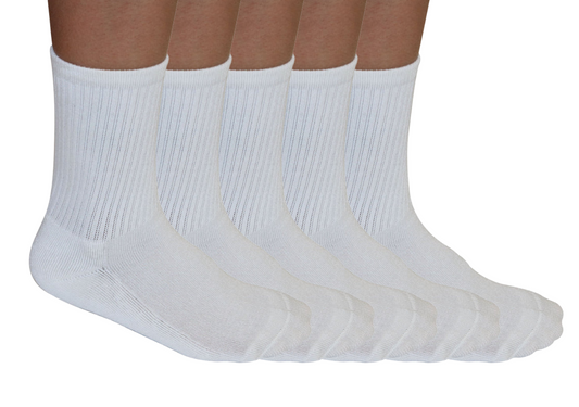 3/4 Crew Athletic Bamboo Viscose Socks Unisex White Color - 5-pack by Spun Bamboo