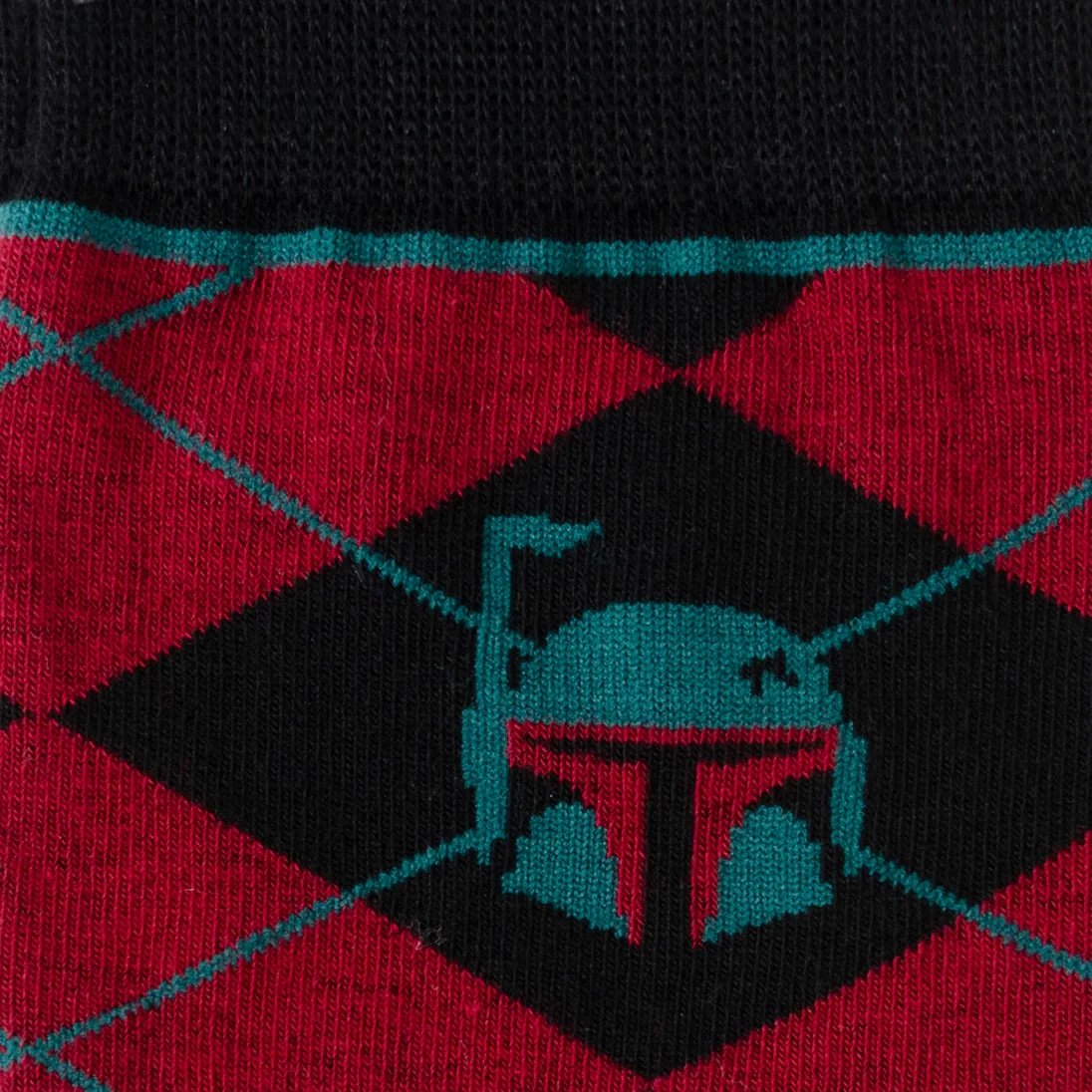 Star Wars Boba Fett Maroon and Black Argyle Socks and Crest Lapel Pin Gift Set by Cufflinks.com
