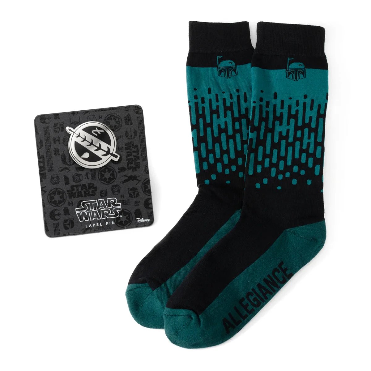 Star Wars Boba Fett Green Dress Socks and Crest Lapel Pin Gift Set by Cufflinks.com