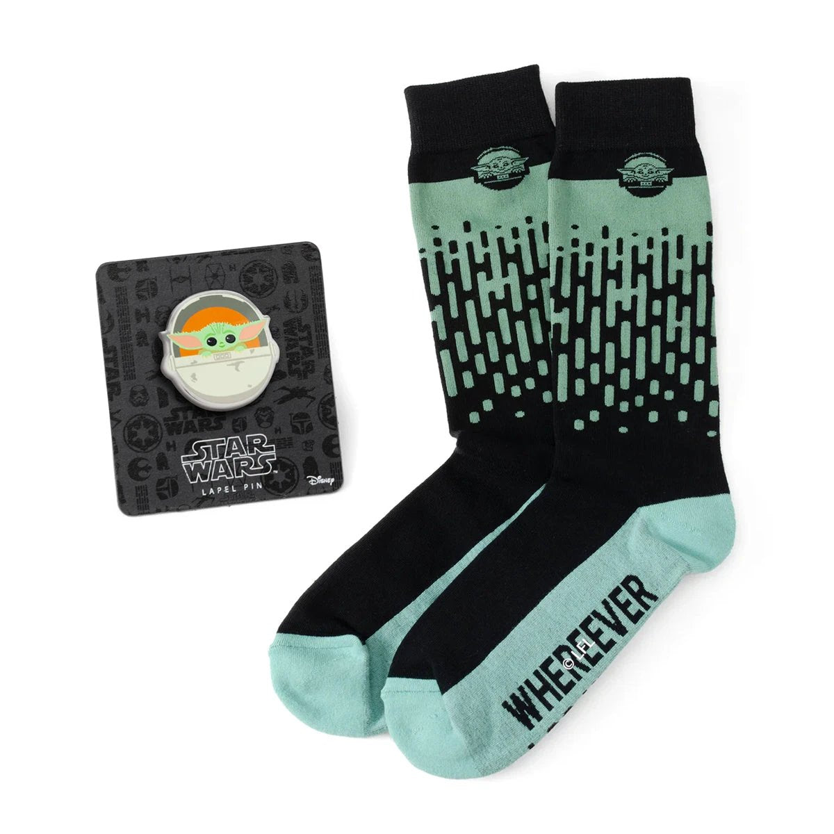 Star Wars Grogu Dress Socks and Lapel Pin Gift Set by Cufflinks.com