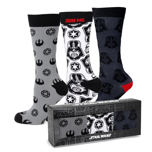 Star Wars Darth Vader Black, White, and Gray Dress Socks and Lapel Pin Gift Set by Cufflinks.com