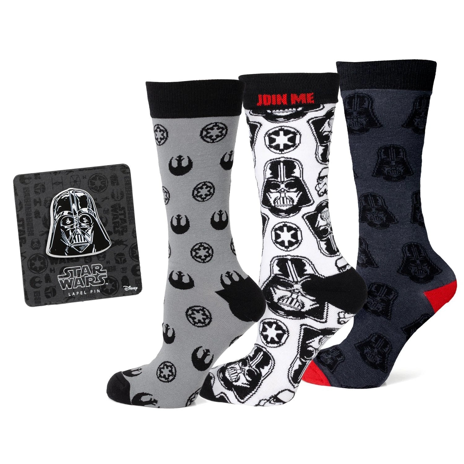 Star Wars Darth Vader Black, White, and Gray Dress Socks and Lapel Pin Gift Set by Cufflinks.com