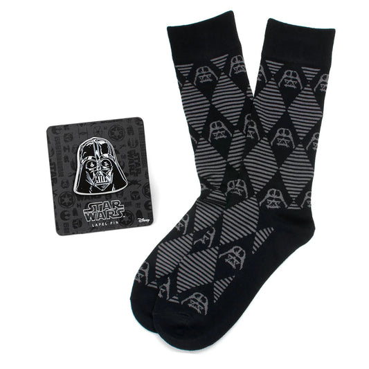 Star Wars Darth Vader Black Argyle Dress Socks and Lapel Pin Gift Set by Cufflinks.com